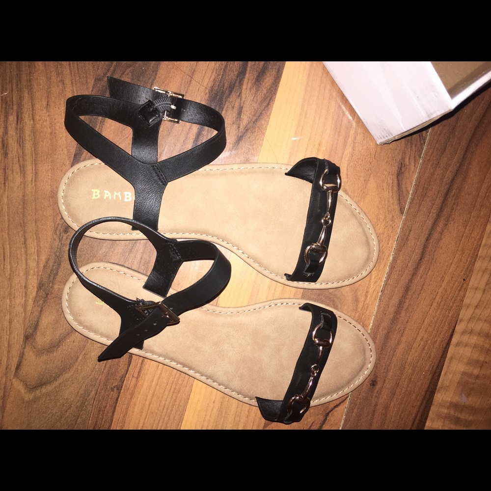 Black Sandal w/ Gold Embellishment